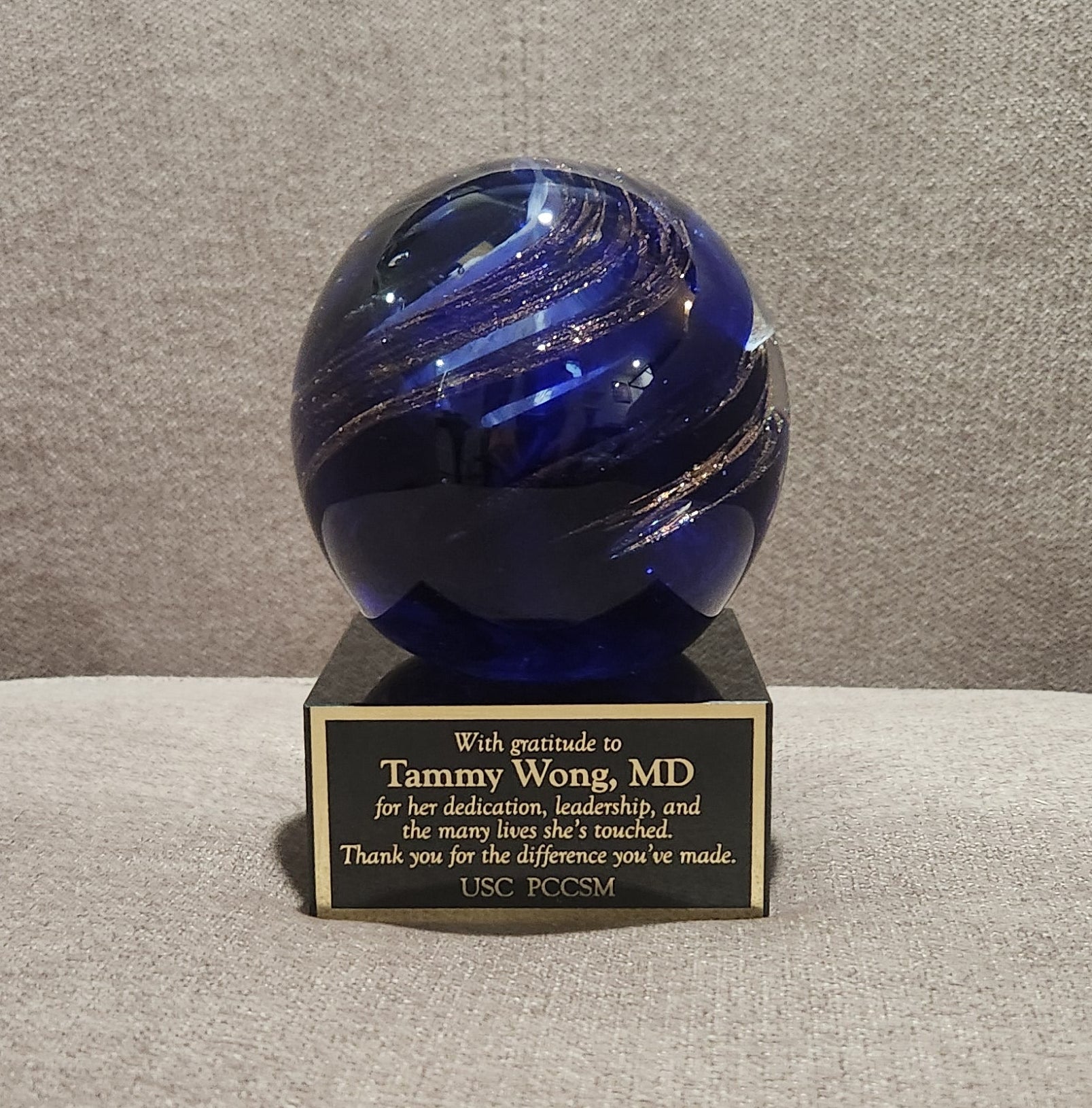 Art Glass Sculpture Engraved Recognition Award Professional Laser Personalized Gift Employee Appreciation Corporate Award Executive Globe