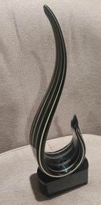 15" Black & Gold Curve Art Glass Recognition Award