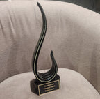 15" Black & Gold Curve Art Glass Recognition Award