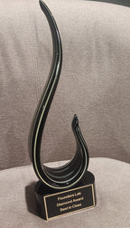 15" Black & Gold Curve Art Glass Recognition Award
