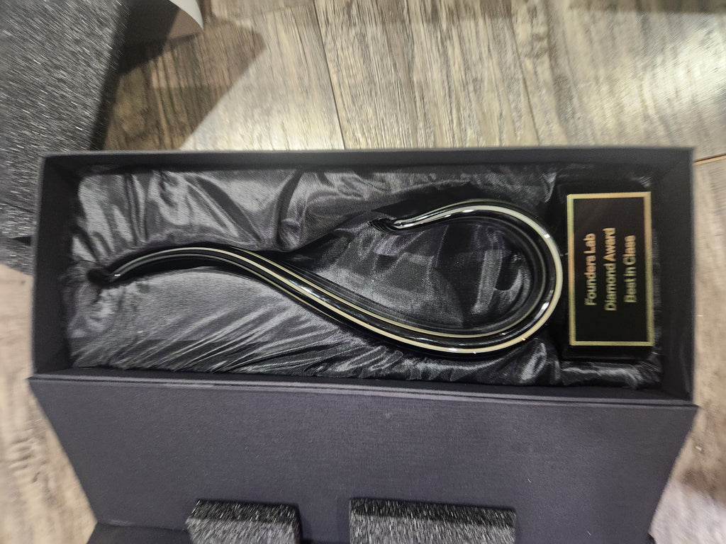 15" Black & Gold Curve Art Glass Recognition Award