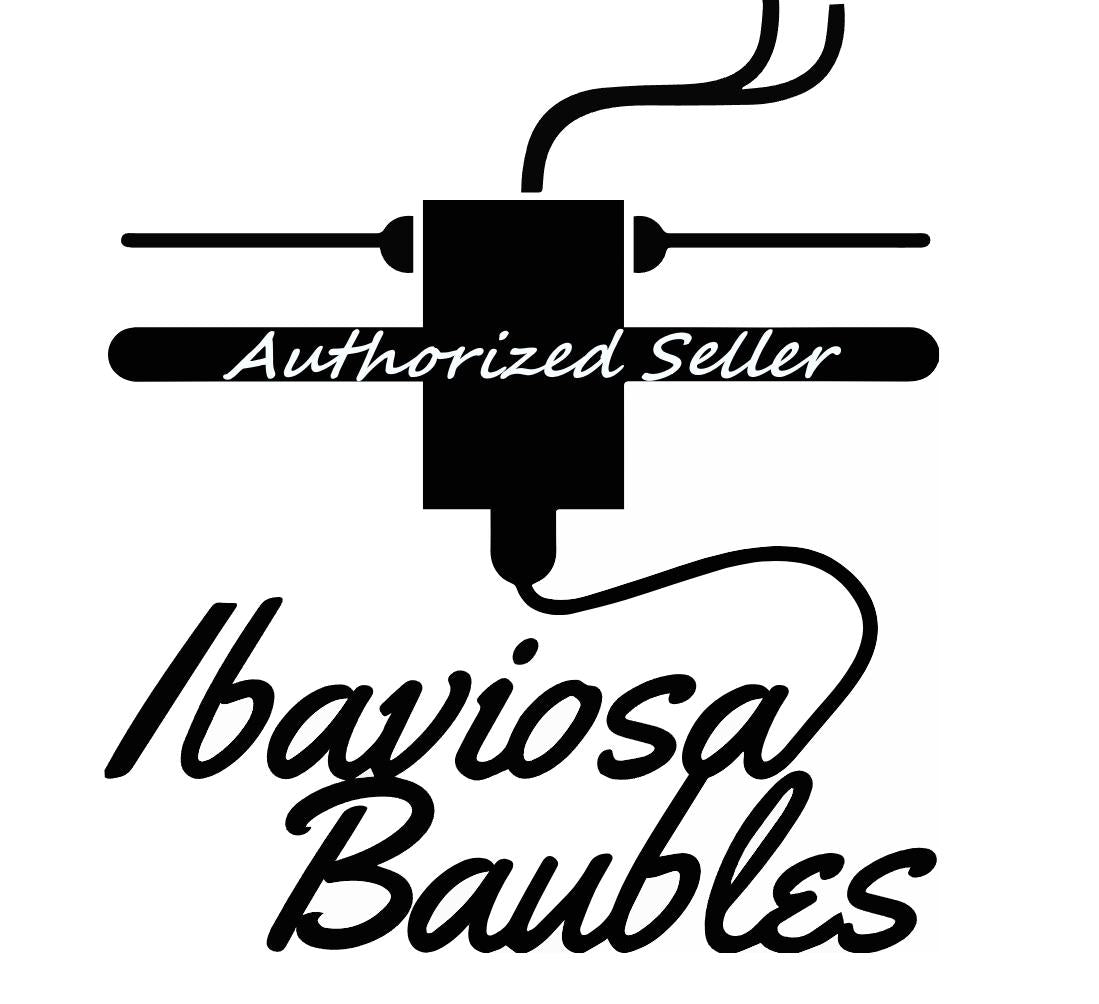 3D printer logo with 'Authorized Seller' and Ibaviosa Baubles text in black and white.