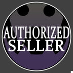 Authorized Seller badge with bold white text on a dark circle background, signage graphic
