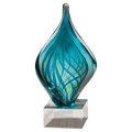 8 3/4" Blue and Green Twist Art Glass on Clear Glass Base