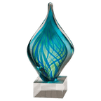 8 3/4" Blue and Green Twist Art Glass on Clear Glass Base