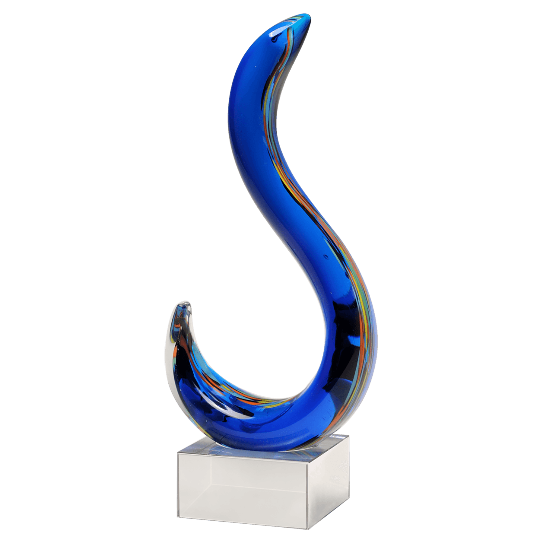 11" Modern Swan Design Art Glass on Clear Glass Base