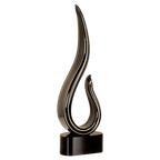 15" Black & Gold Curve Art Glass Recognition Award