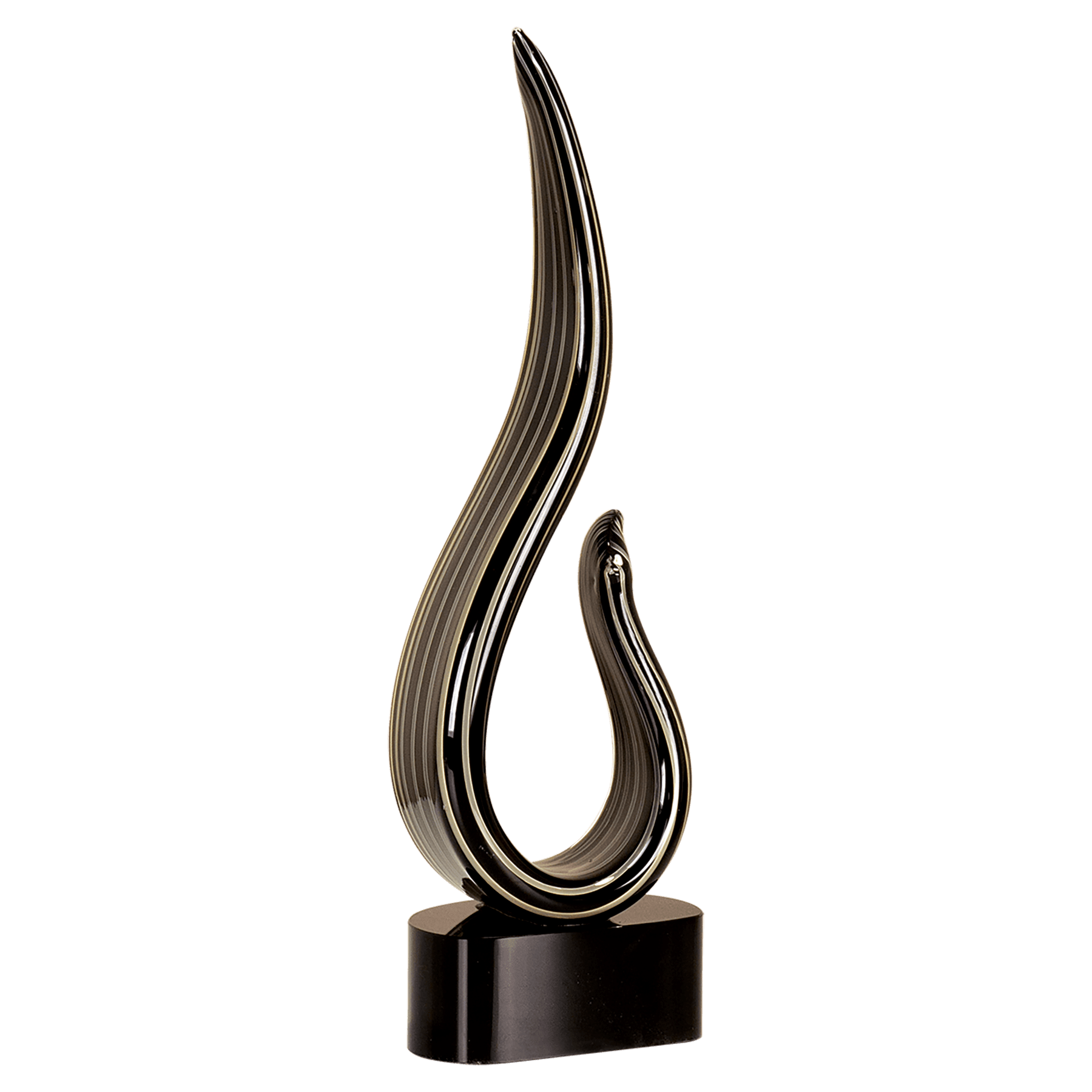 15" Black & Gold Curve Art Glass Recognition Award