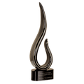 15" Black & Gold Curve Art Glass Recognition Award