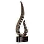 15" Black & Gold Curve Art Glass Recognition Award
