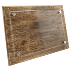 Wooden cutting board with glass insert on a transparent background 9" x 12" size