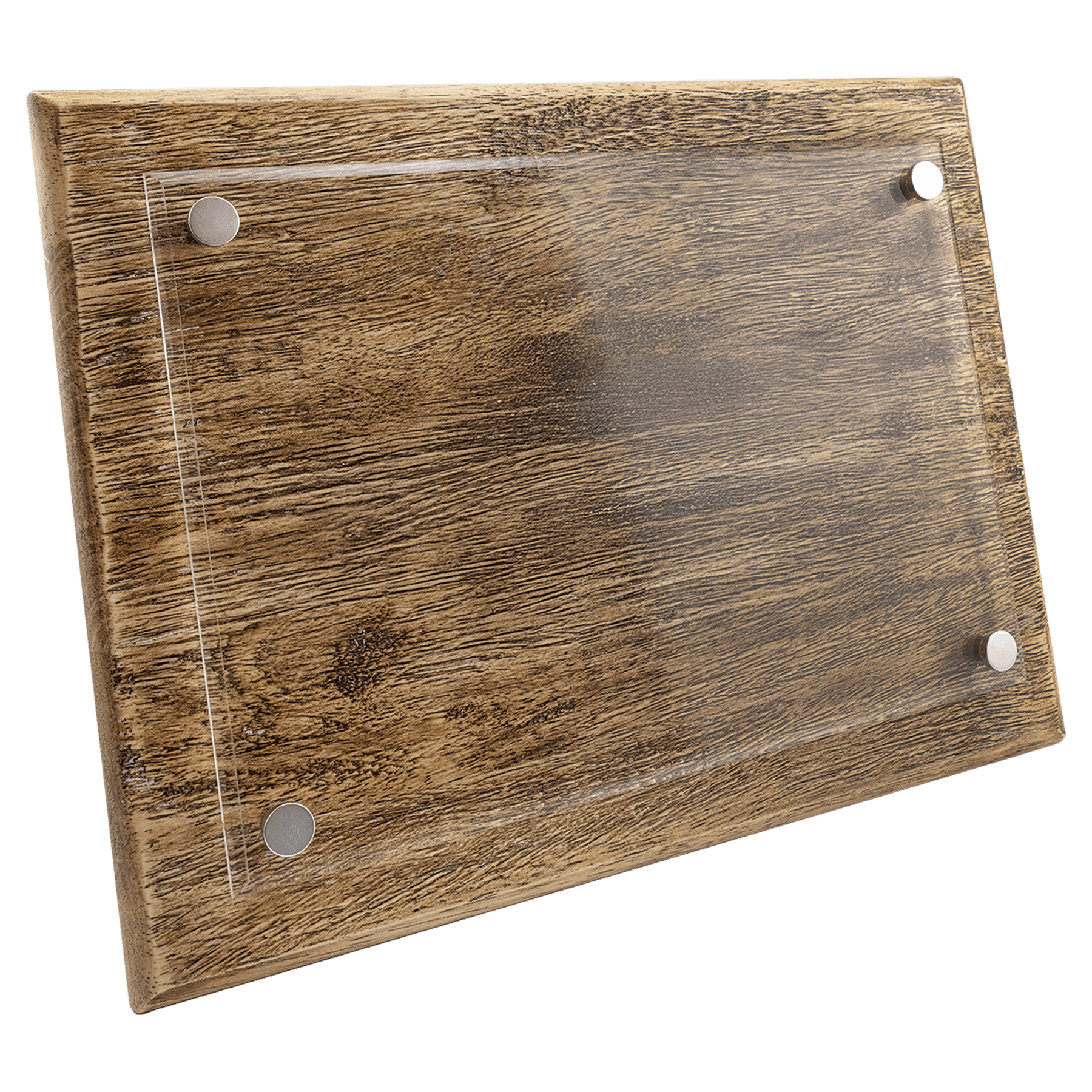 Wooden cutting board with glass insert on a transparent background 9" x 12" size