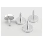 Set of metallic screws on a light gray background