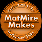 Copper badge with 'MatMire Makes Authorized Seller' embossed text, digital emblem design.